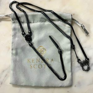 RARE Kendra Scott Starla Necklace in Gunmetal and Black Druzy
